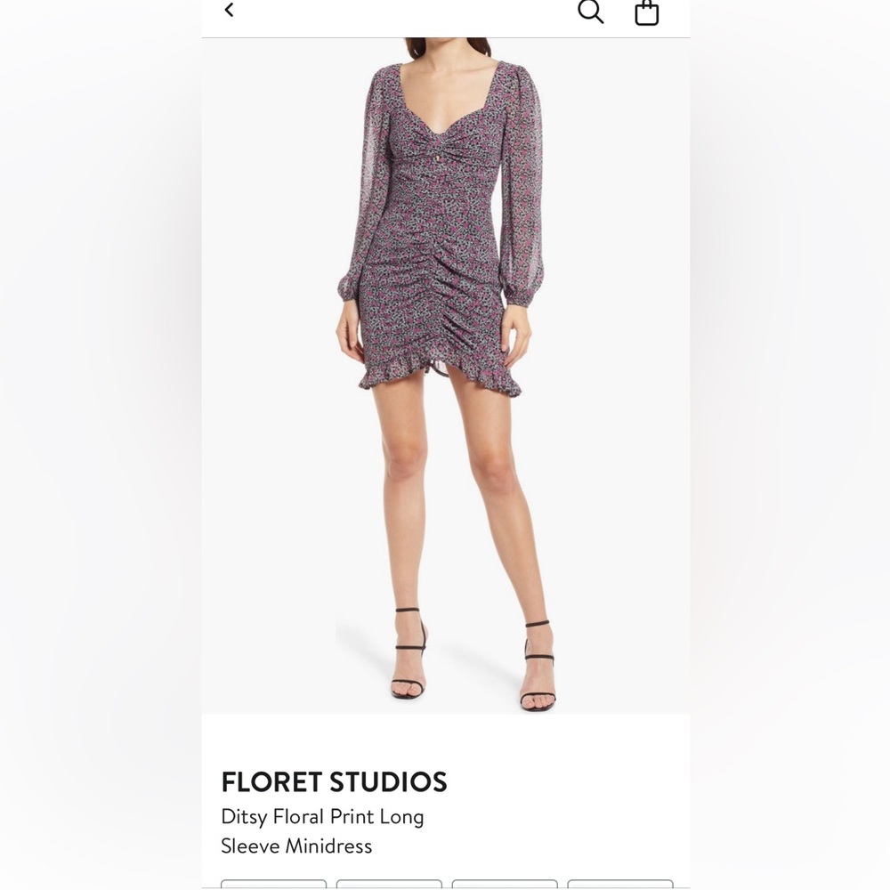 Nordstrom Floret Studios ditsy floral print long sleeve minidress size s